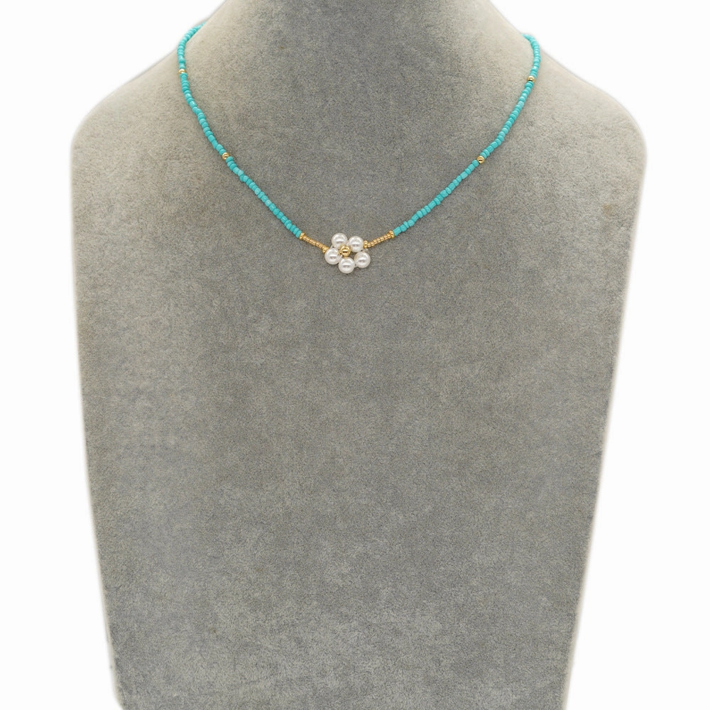 Wholesale Bohemian Seashell Pentagram Heart Daisy Imitation Pearl Necklace