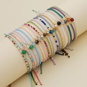 Wholesale Bohemian Semi Precious Stone Stained Glass Bracelet