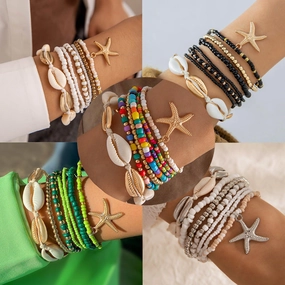 Wholesale Bohemian Shell Beaded Woven Bracelets