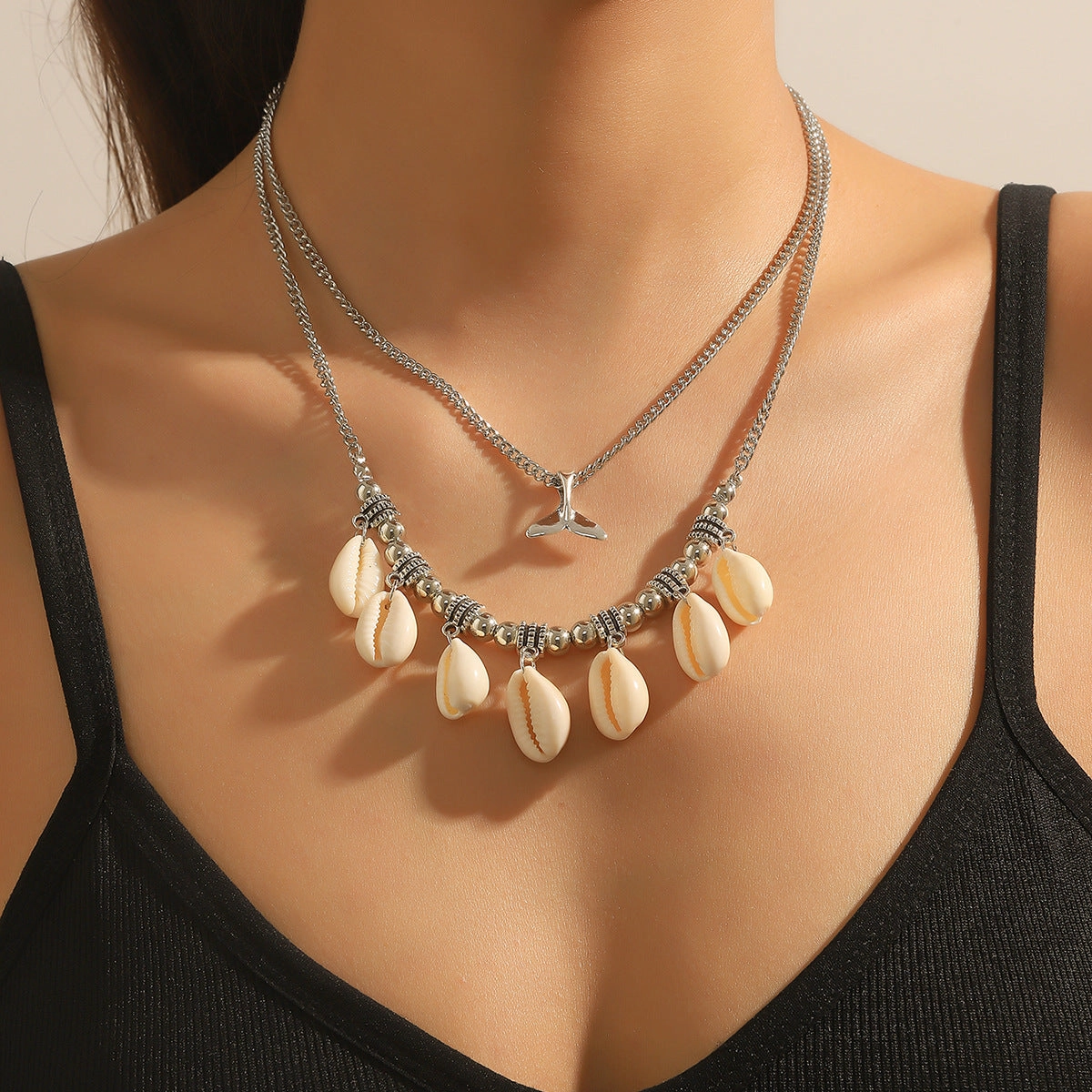 Wholesale Bohemian Shell Pendant Pullout Necklace