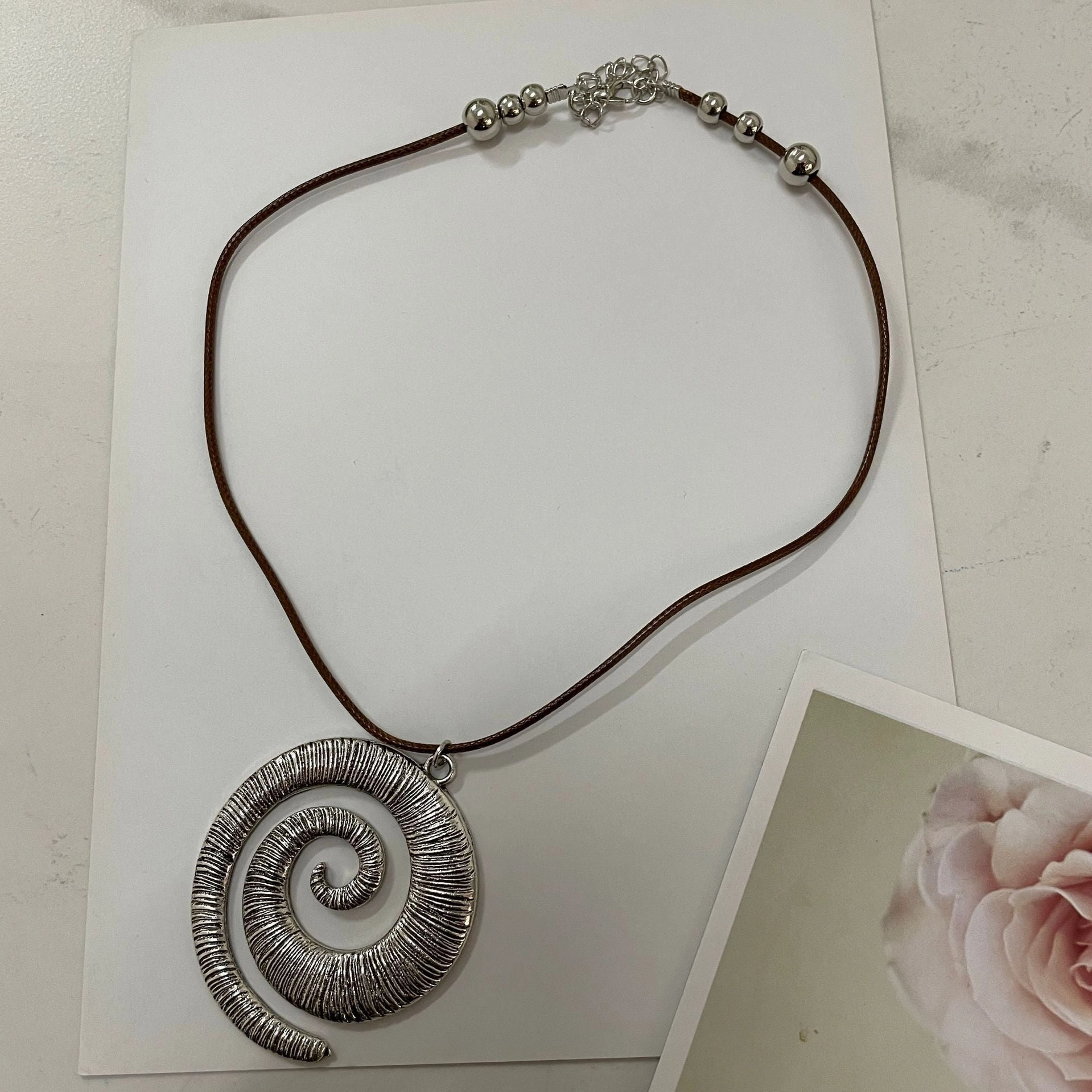 Wholesale Bohemian Spiral Symbol Alloy Leather Rope Necklace