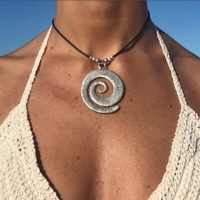 Wholesale Bohemian Spiral Symbol Alloy Leather Rope Necklace