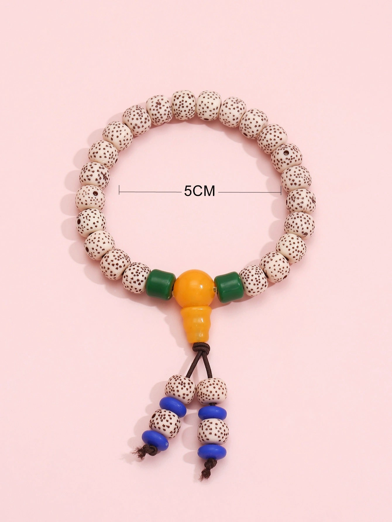 Wholesale Bohemian Star and Moon Polka Dot Bodhi Seed Tassel Beaded Bracelet