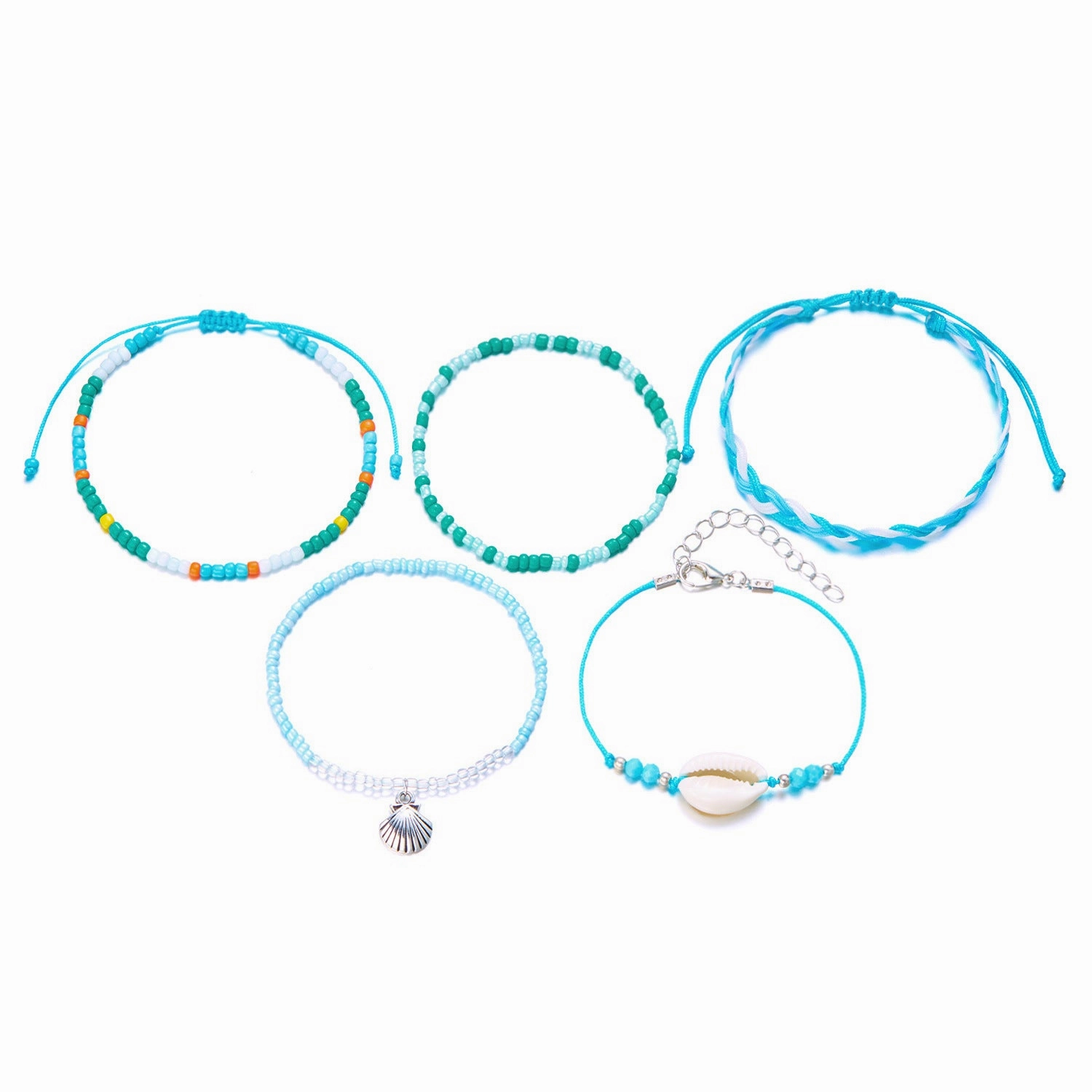 Wholesale Bohemian Starfish Beaded Shell Bracelet Evil Eye Bracelet Set