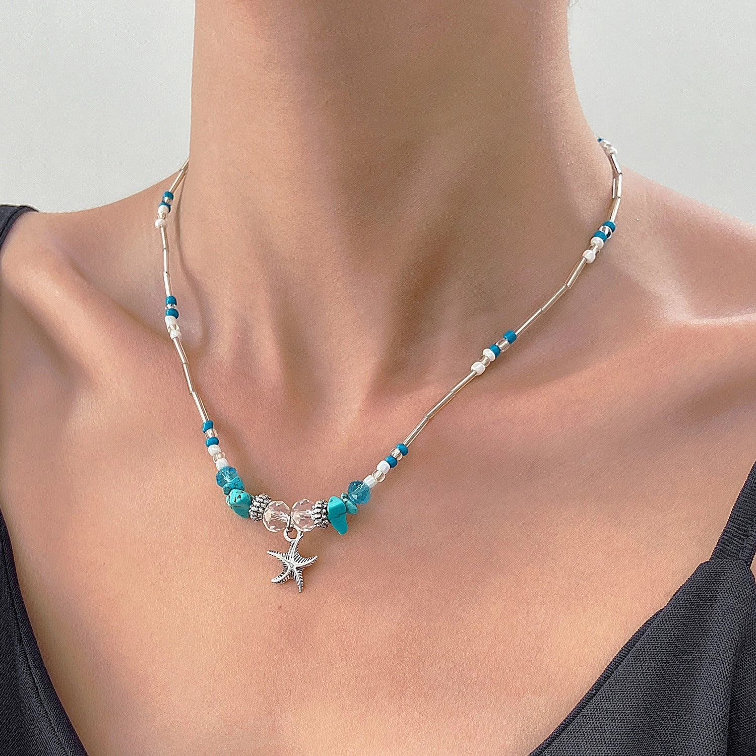 Wholesale Bohemian Starfish Creative Conch Beaded Shell Clavicle Chain