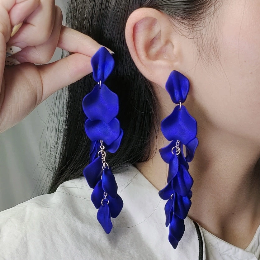 Wholesale Bohemian Style Fashion Personality Tassel Petal Candy Color Design Earrings