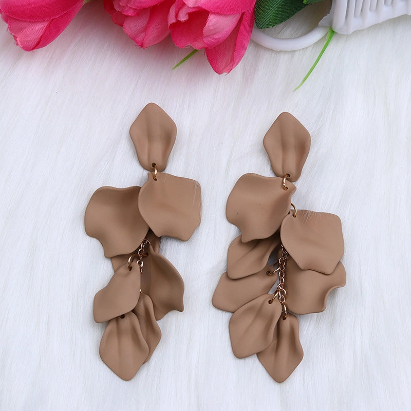 Wholesale Bohemian Style Fashion Personality Tassel Petal Candy Color Design Earrings