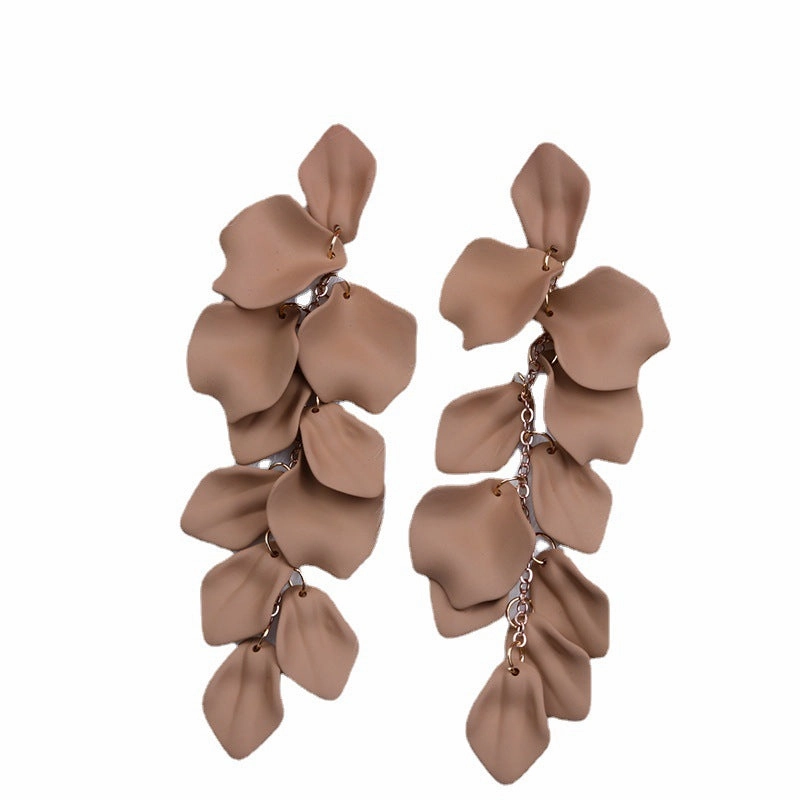 Wholesale Bohemian Style Fashion Personality Tassel Petal Candy Color Design Earrings