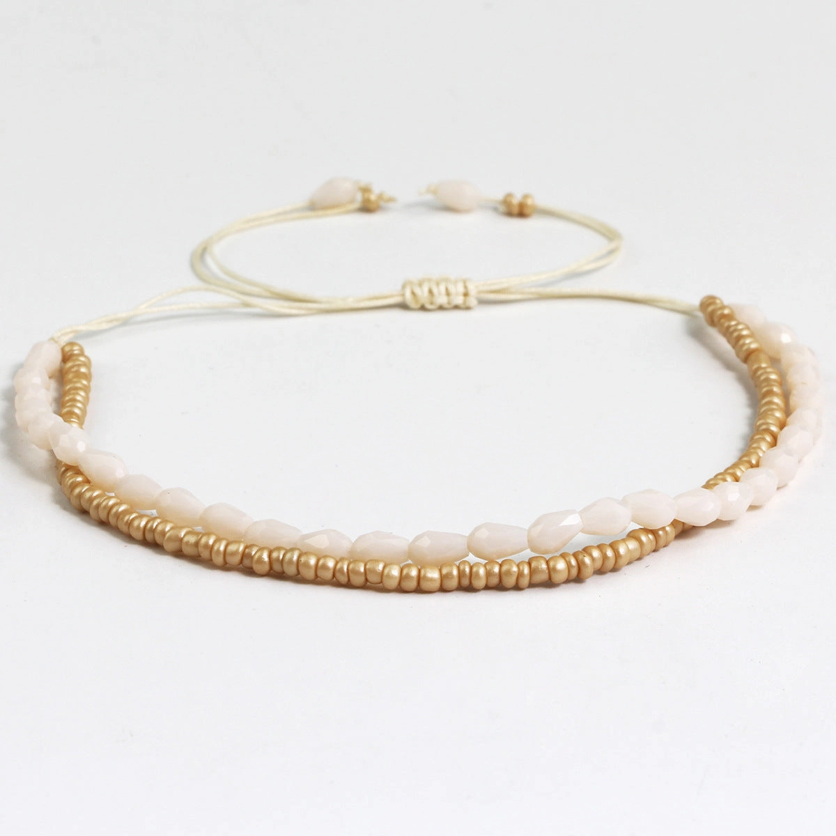 Wholesale Bohemian Style Hand-Woven Double-Layer Xiaomi Bead Crystal Bracelet