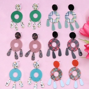 Wholesale Bohemian Style Splicing Hollow Acrylic Earrings