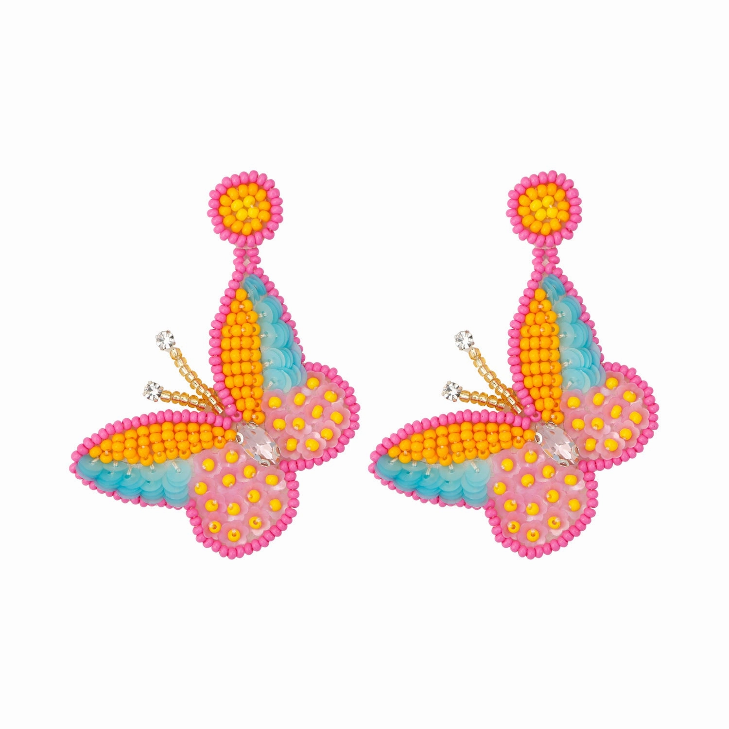 Wholesale Bohemian Tassel Rainbow Hand Woven Rice Bead Earrings