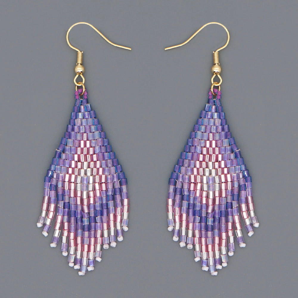 Wholesale Bohemian Tassels Glass Beads Earrings