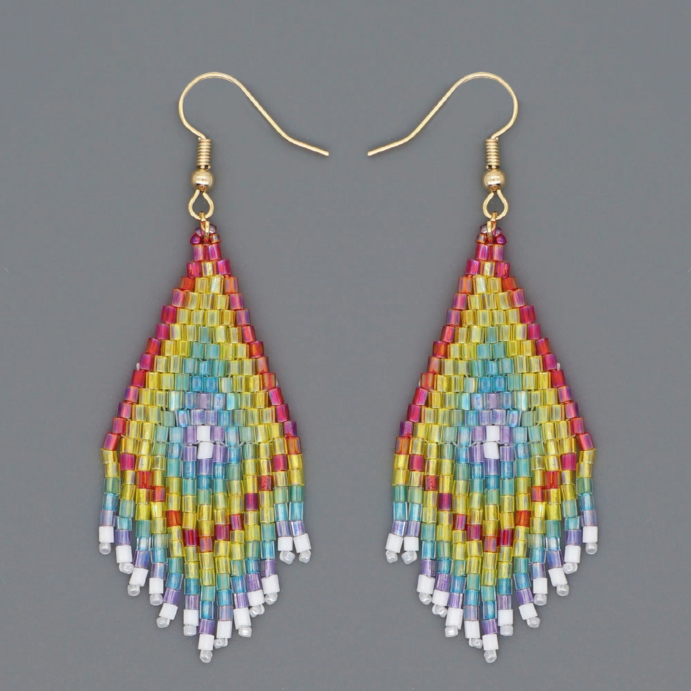 Wholesale Bohemian Tassels Glass Beads Earrings