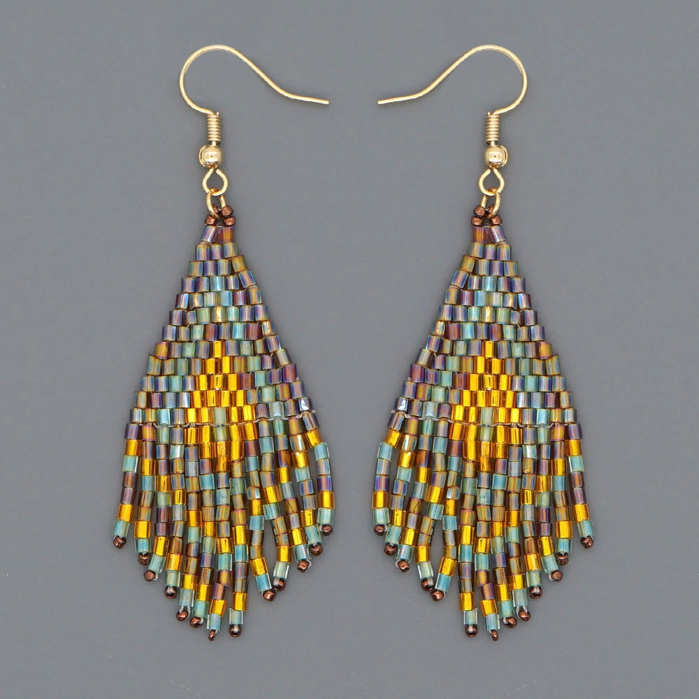 Wholesale Bohemian Tassels Glass Beads Earrings