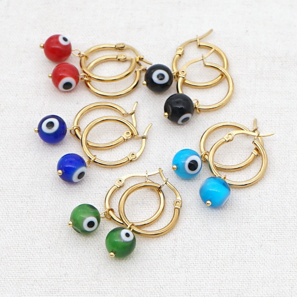 Wholesale Bohemian Turkish Blue Eyes Glass Earrings