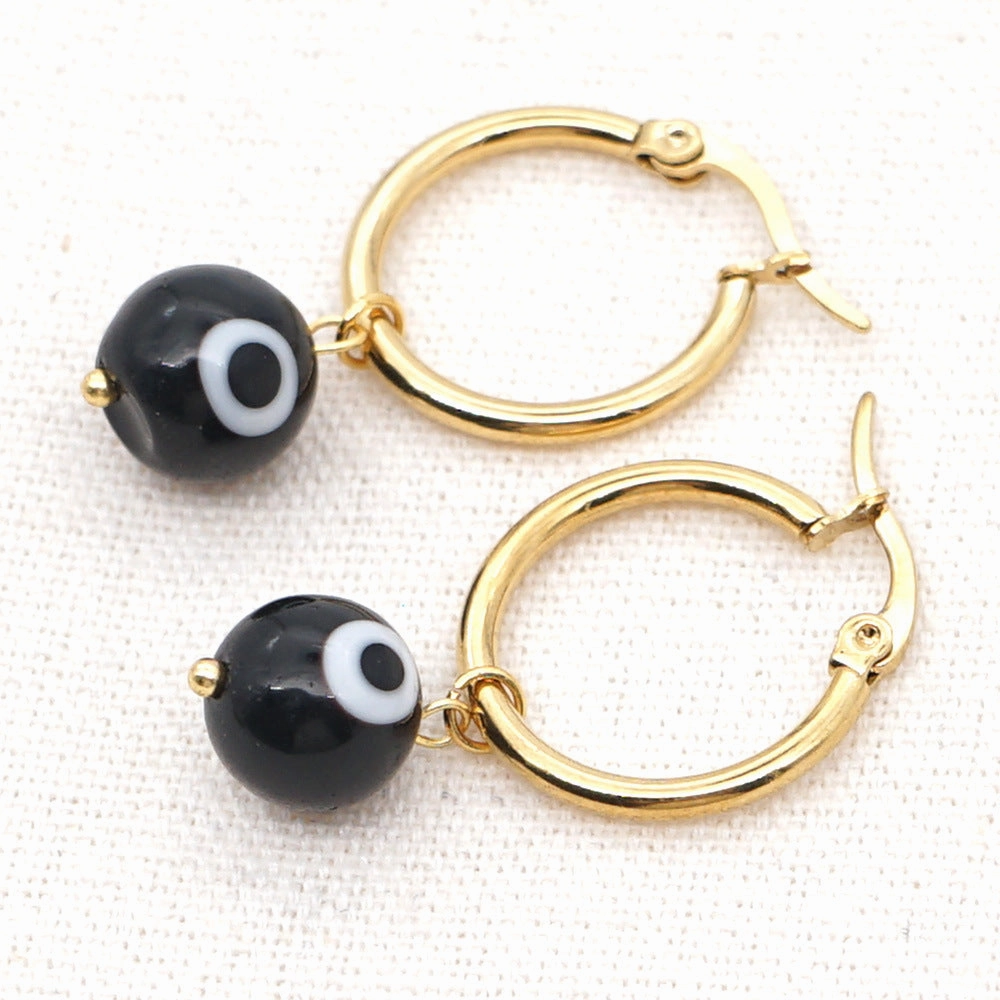 Wholesale Bohemian Turkish Blue Eyes Glass Earrings