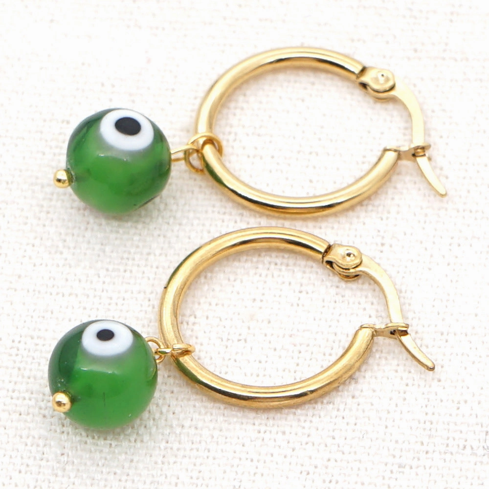 Wholesale Bohemian Turkish Blue Eyes Glass Earrings