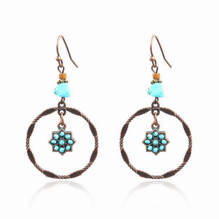 Wholesale Bohemian Turquoise Alloy Earrings