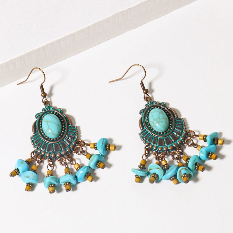Wholesale Bohemian Turquoise Alloy Earrings