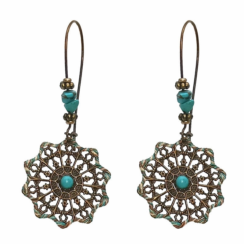 Wholesale Bohemian Turquoise Alloy Earrings