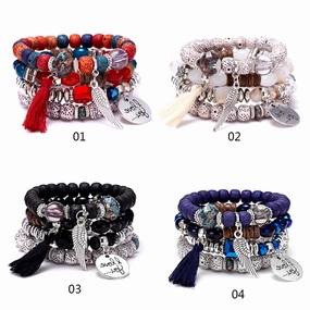 Wholesale Bohemian Turquoise Beaded Bracelet Set of 4