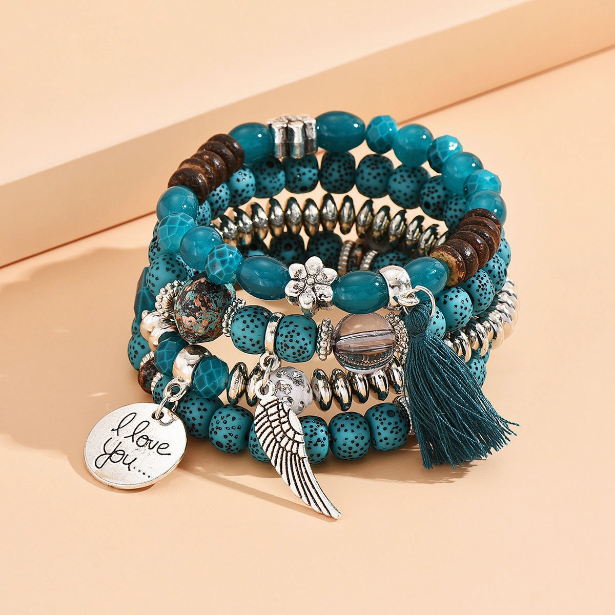 Wholesale Bohemian Turquoise Beaded Bracelet Set of 4