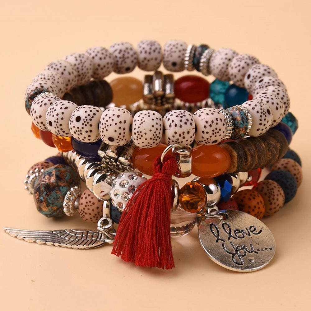 Wholesale Bohemian Turquoise Beaded Bracelet Set of 4