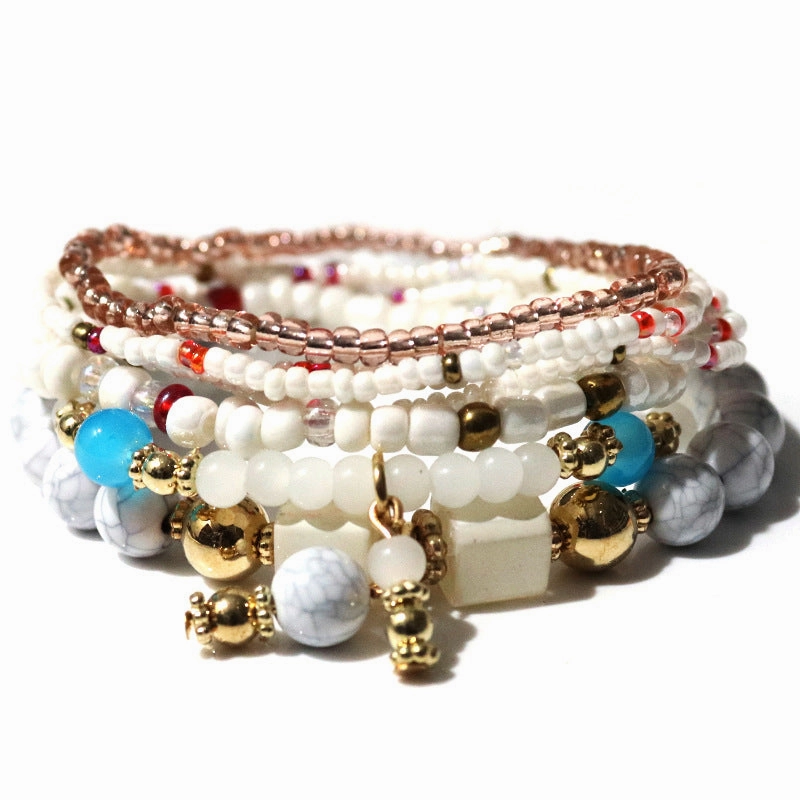 Wholesale Bohemian Turquoise Beads Layered Bracelet Set