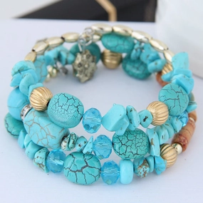 Wholesale Bohemian Turquoise Crystal Alloy Bracelet