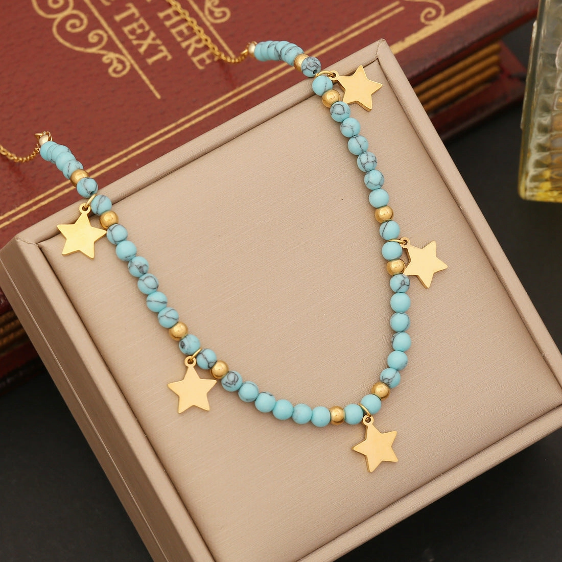 Wholesale Bohemian Turquoise Stainless Steel Eyes Butterfly Necklaces