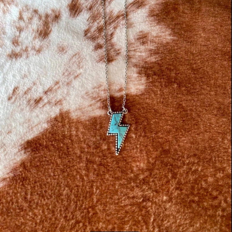 Wholesale Bohemian Vintage Creative Turquoise Lightning Alloy Pendants