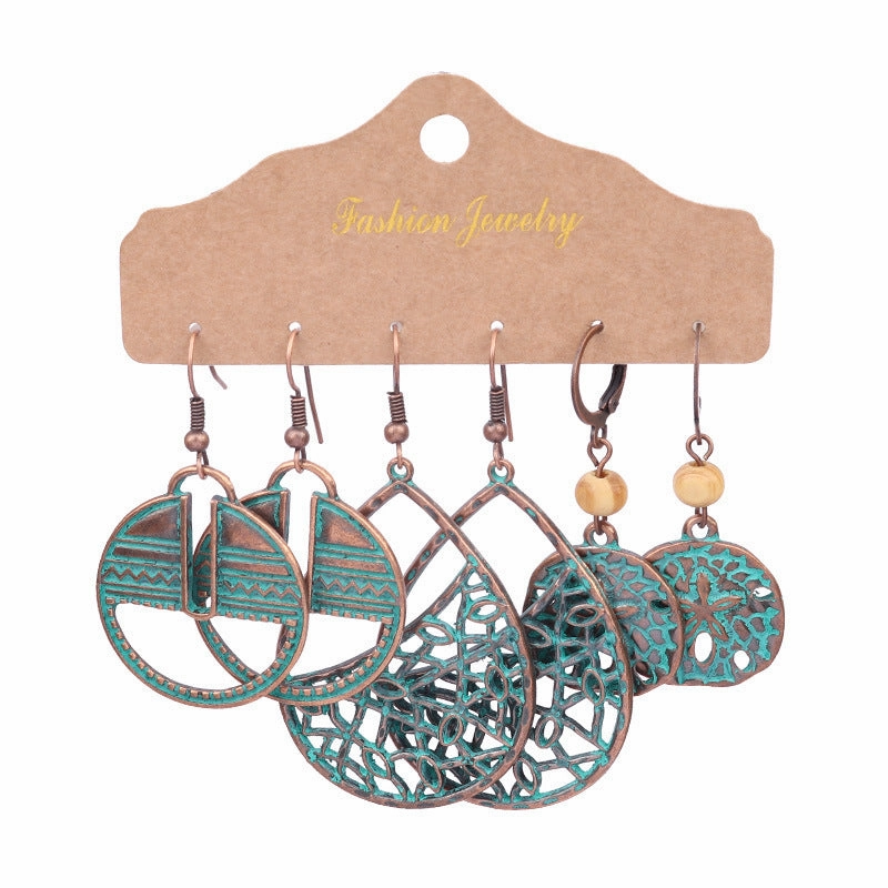 Wholesale Bohemian Vintage Three Pair Alloy Earrings