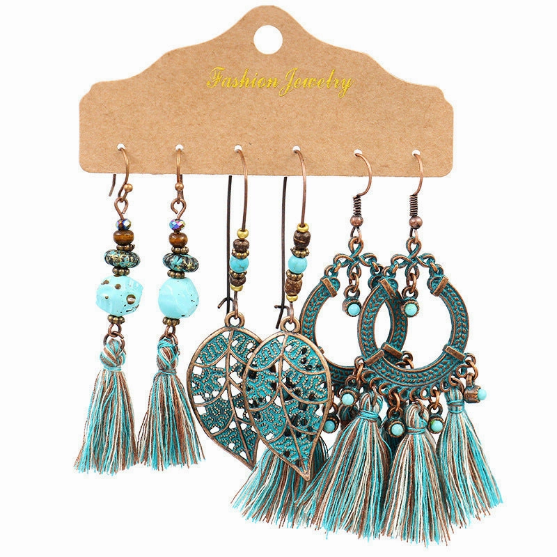 Wholesale Bohemian Vintage Three Pair Alloy Earrings