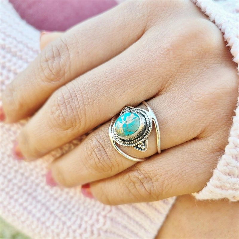 Wholesale Bohemian Vintage Turquoise Alloy Rings