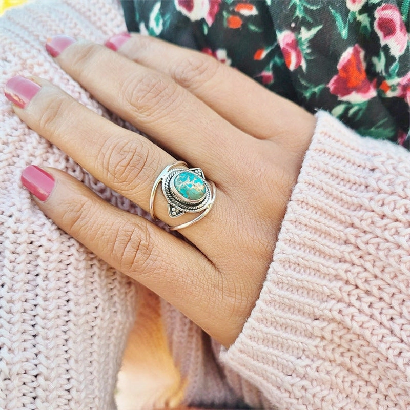 Wholesale Bohemian Vintage Turquoise Alloy Rings