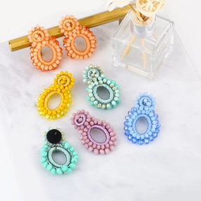 Wholesale Bohemian Waterdrop Rice Bead Earrings