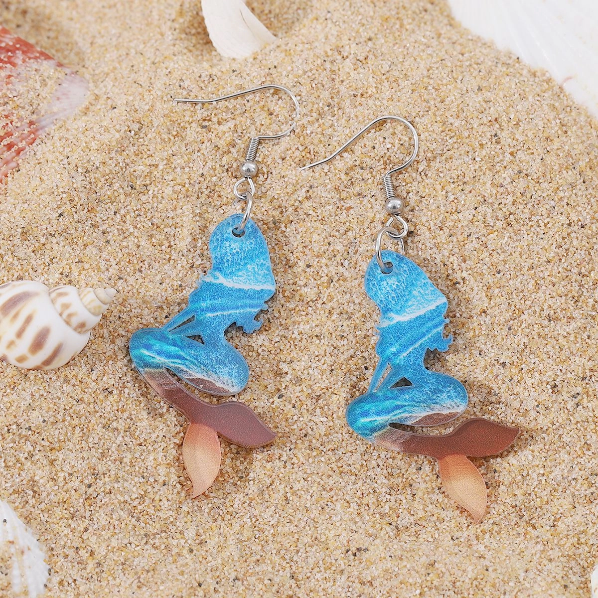 Wholesale Bohemian Wave Starfish Turtle Shell Seahorse Pendant Acrylic Earrings