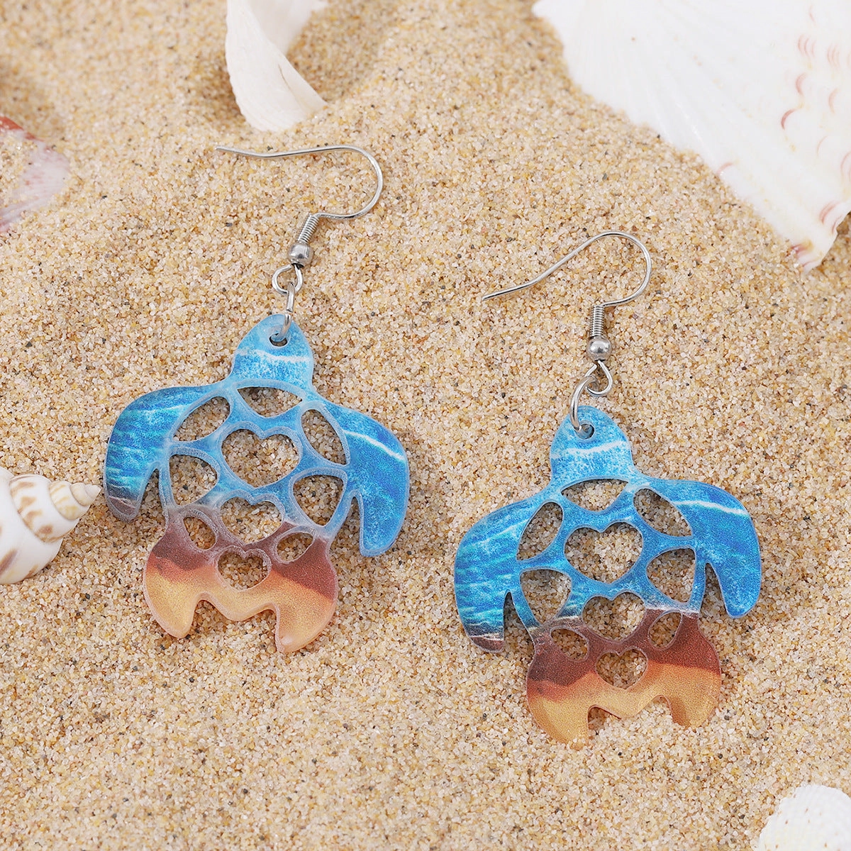 Wholesale Bohemian Wave Starfish Turtle Shell Seahorse Pendant Acrylic Earrings