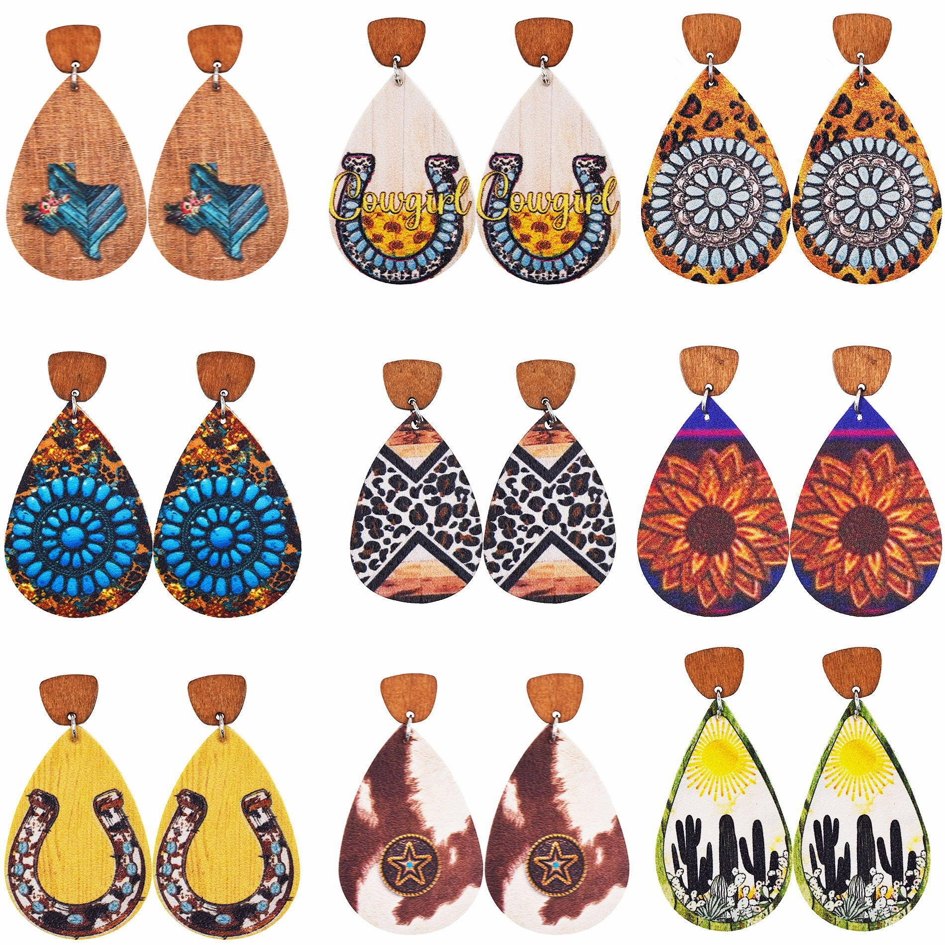 Wholesale Bohemian Western Cowboy Leather Earrings