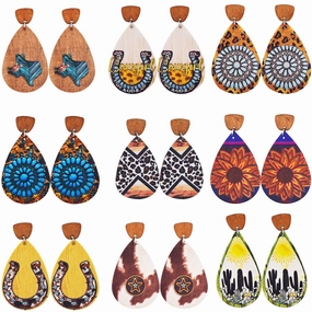 Wholesale Bohemian Western Cowboy Leather Earrings
