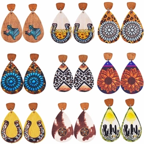 Wholesale Bohemian Western Cowboy Leather Earrings