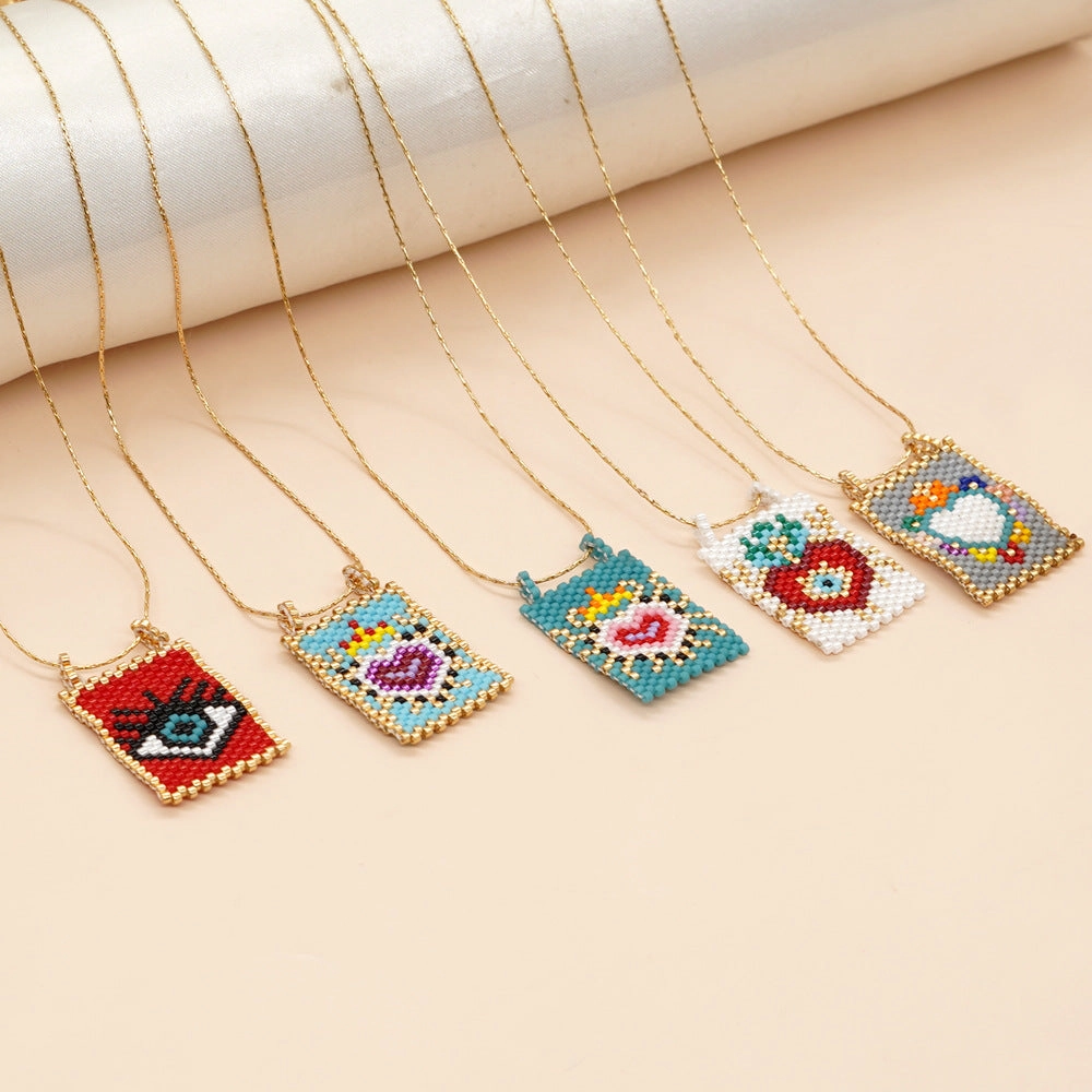 Wholesale Boho Crown Heart Cube Imitation Pearl Necklace