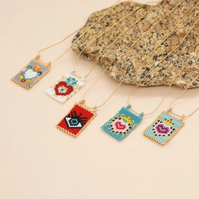 Wholesale Boho Crown Heart Cube Imitation Pearl Necklace