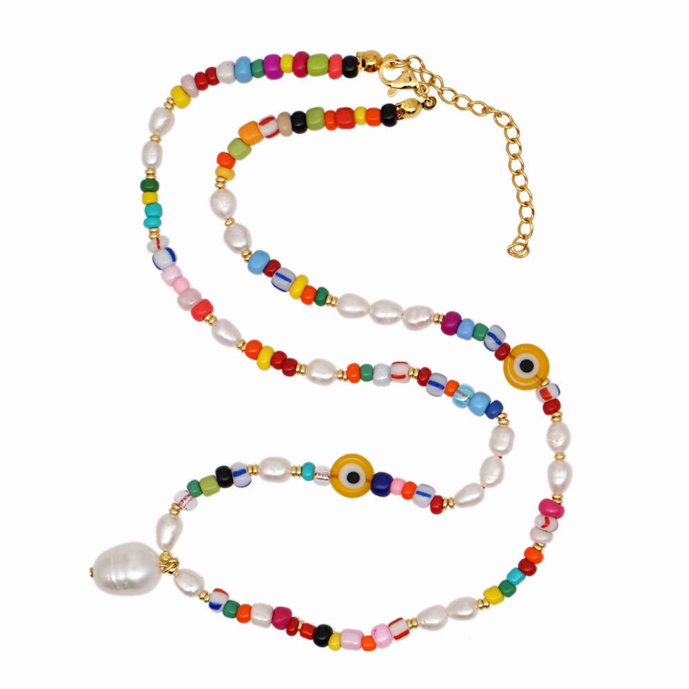 Wholesale Boho Freshwater Pearl Glass Necklace