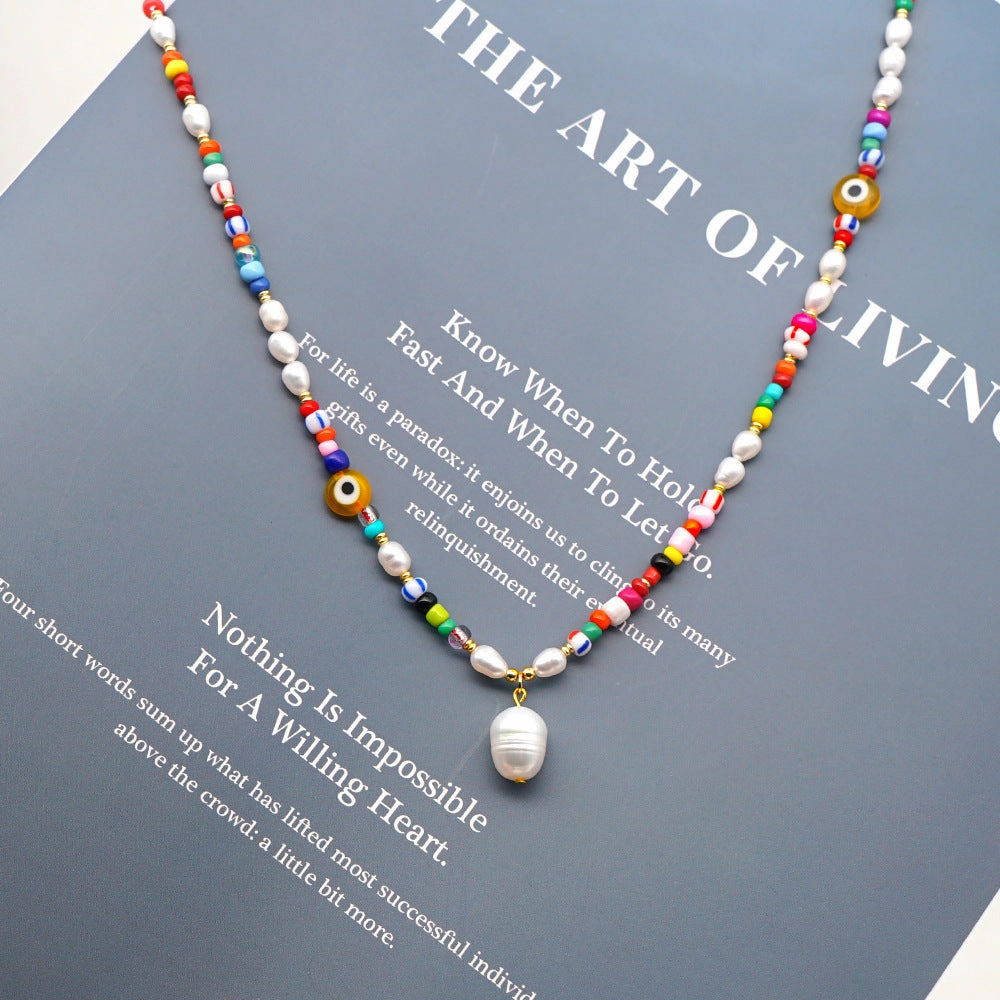 Wholesale Boho Freshwater Pearl Glass Necklace