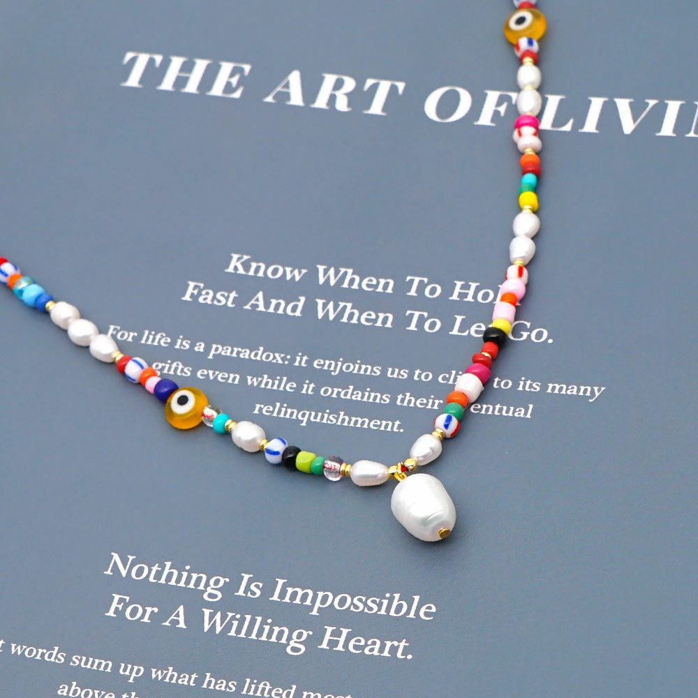Wholesale Boho Freshwater Pearl Glass Necklace