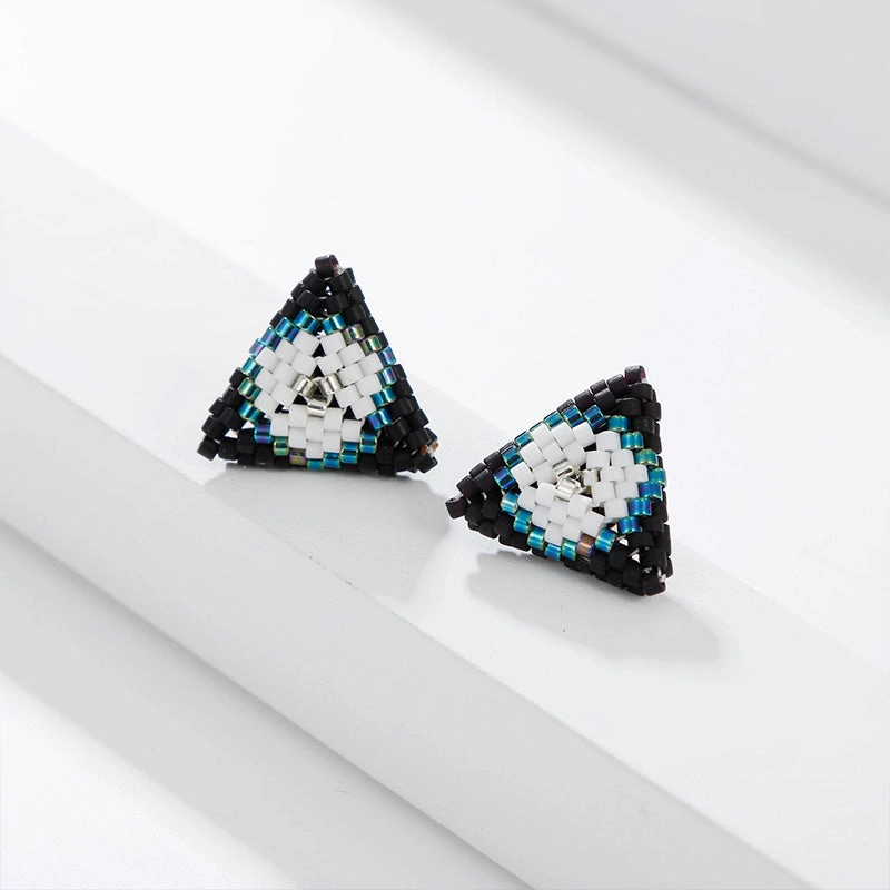 Wholesale Boho Geometric Floral Handwoven Rice Bead Earrings OLY-ES-LC003