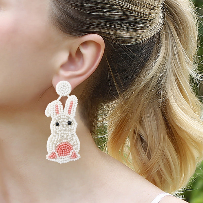 Wholesale Boho Handwoven Rabbit Earrings OLY-ES-JM002