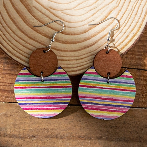 Wholesale Boho Lightweight Wooden Round Earrings