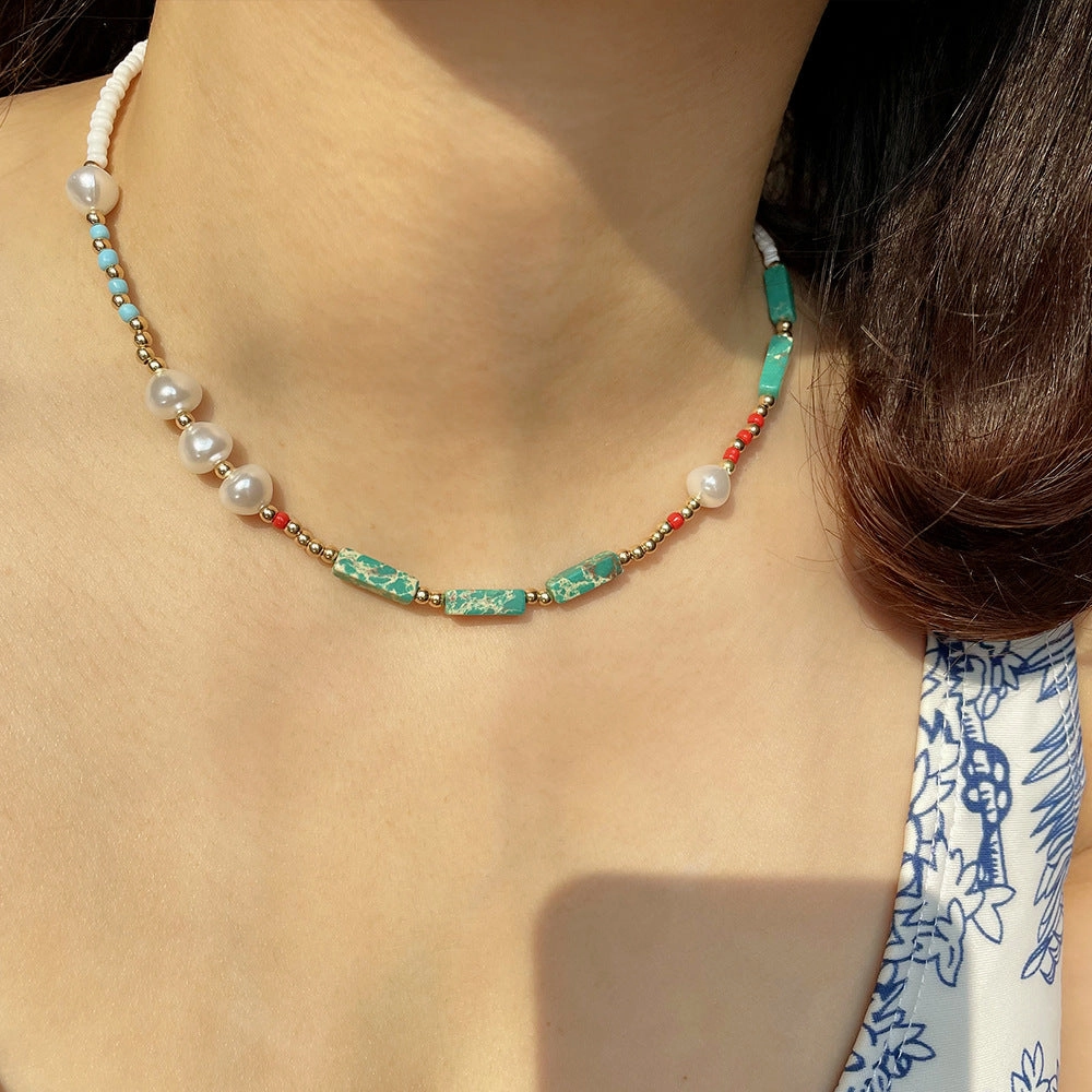 Wholesale Boho Pearl Necklace Clavicle Chain